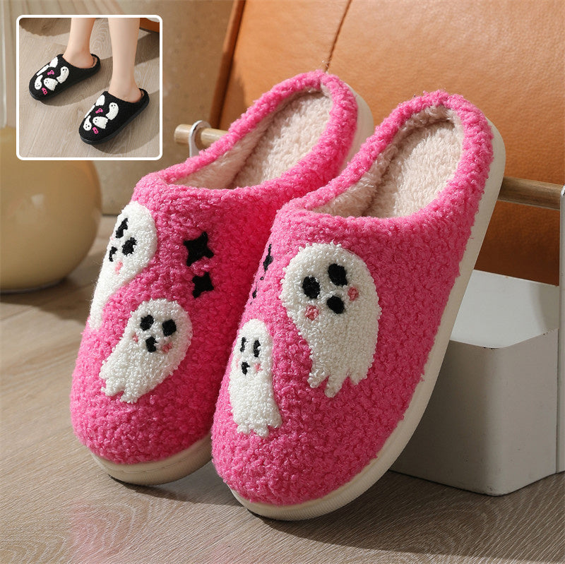 Halloween Cartoon Ghost Cotton Slippers For Women Indoor Non-slip Bedroom Floor Slipper Winter House Shoes