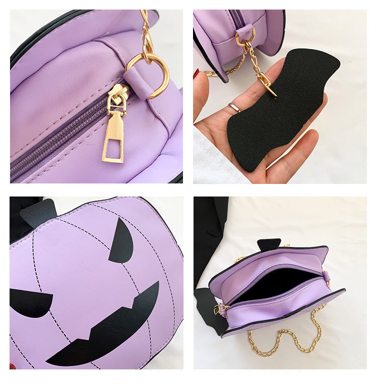 Halloween Cartoon Pumpkin Shoulder Bag For Girls Personality Funny Creative Chain Crossbody Bags Women