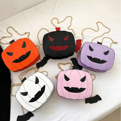 Halloween Cartoon Pumpkin Shoulder Bag For Girls Personality Funny Creative Chain Crossbody Bags Women