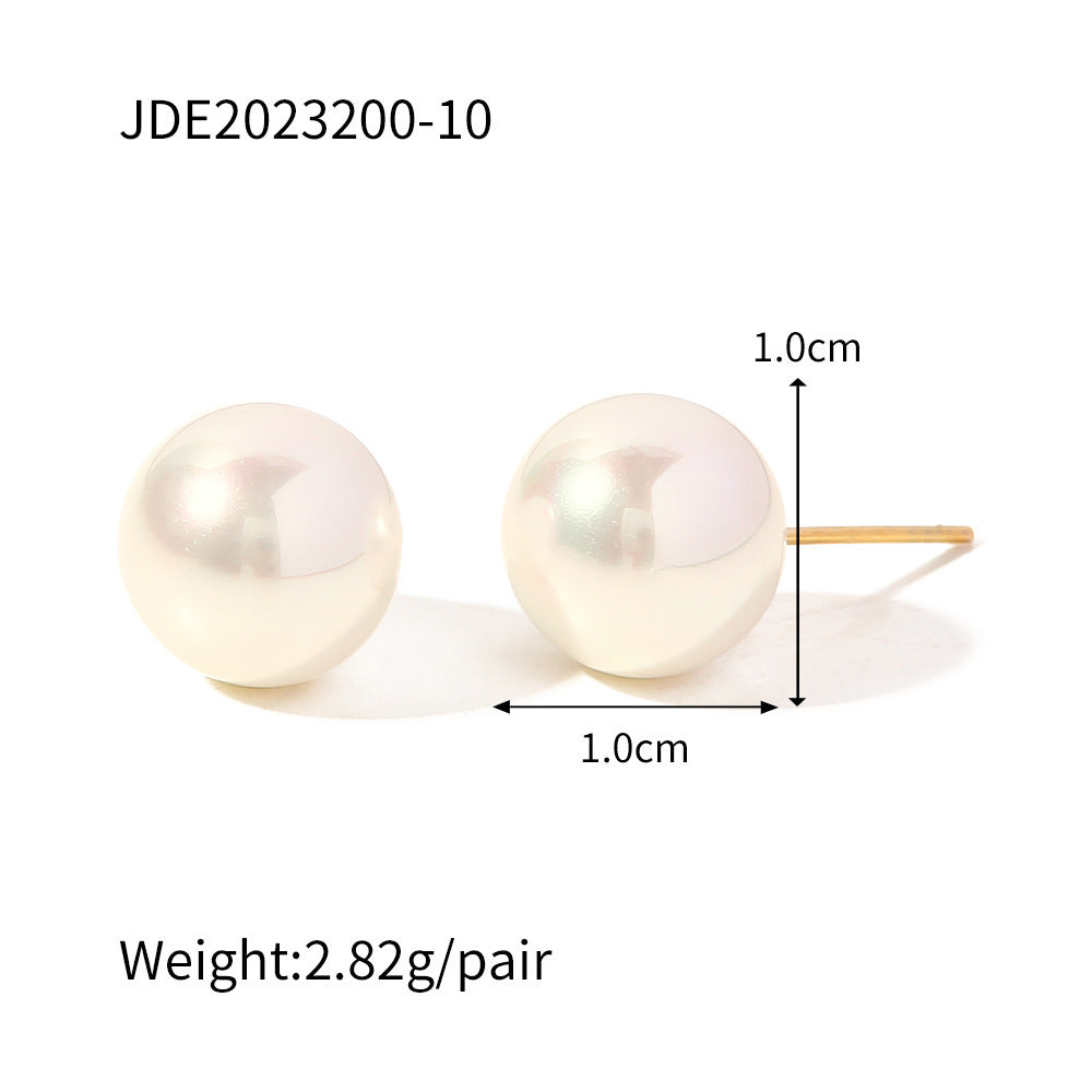 Stainless Steel Pearl Stud Earrings Titanium Steel