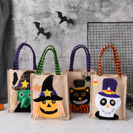 Halloween Candy Tote Bag For Kids Funny Creative Witch Skull Pumpkin Gift Handbag Small Jewelry Props Shopping Bags