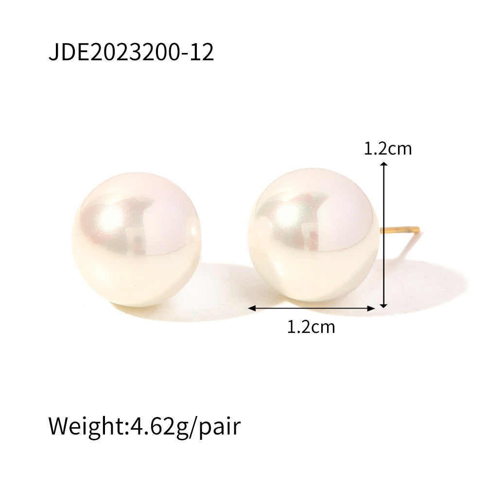 Stainless Steel Pearl Stud Earrings Titanium Steel