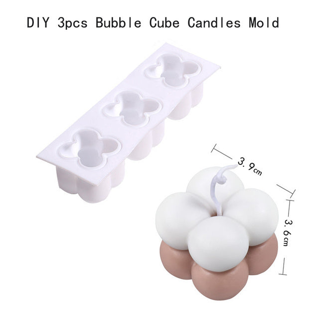 Non-stick Bubble Cube Candles Silicone Mold 3D Aromathera