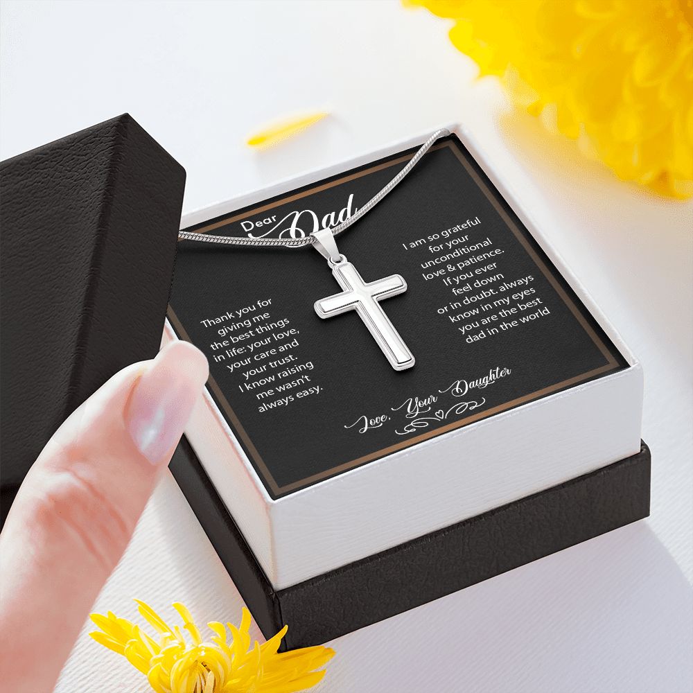 Dear Dad | So Grateful - Stainless Steel Cross Necklace - My Daily Bargainz