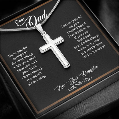 Dear Dad | So Grateful - Stainless Steel Cross Necklace - My Daily Bargainz