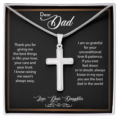 Dear Dad | So Grateful - Stainless Steel Cross Necklace - My Daily Bargainz