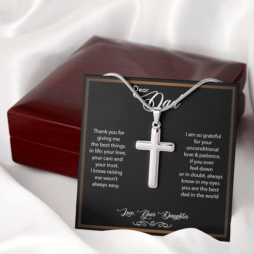 Dear Dad | So Grateful - Stainless Steel Cross Necklace - My Daily Bargainz