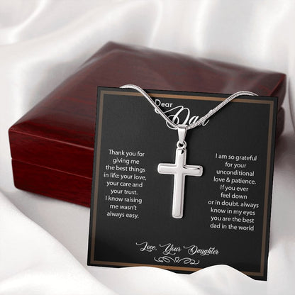 Dear Dad | So Grateful - Stainless Steel Cross Necklace - My Daily Bargainz