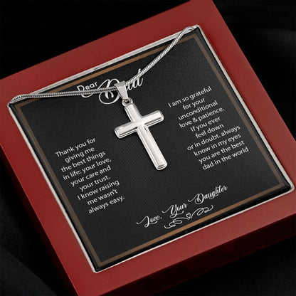 Dear Dad | So Grateful - Stainless Steel Cross Necklace - My Daily Bargainz