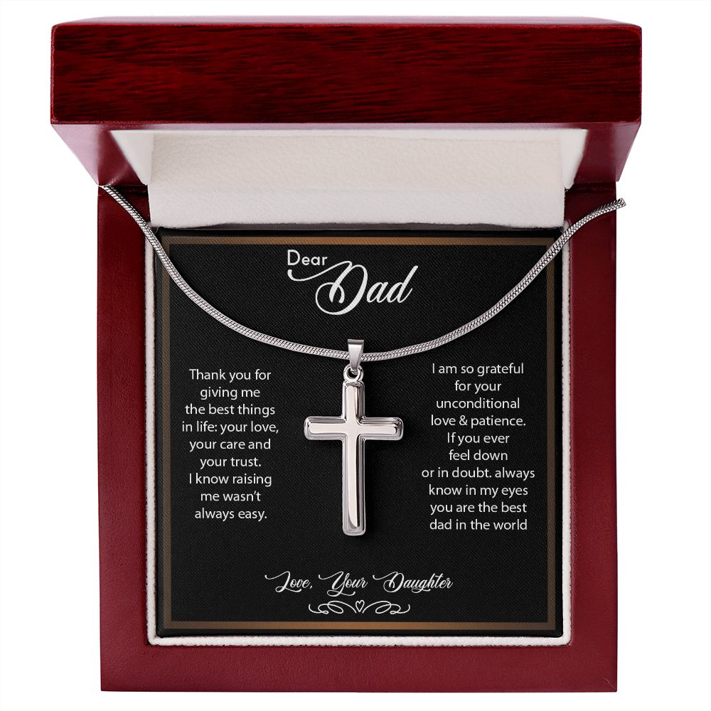 Dear Dad | So Grateful - Stainless Steel Cross Necklace - My Daily Bargainz