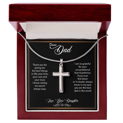 Dear Dad | So Grateful - Stainless Steel Cross Necklace - My Daily Bargainz